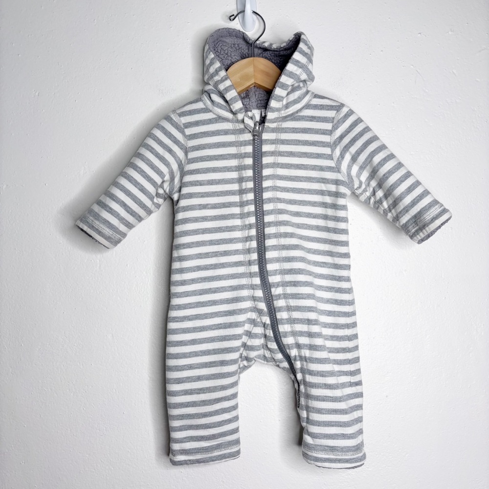 Hanna Andersson Reversible Sherpa Lined Strip Bunting Suit Size 3-6M
